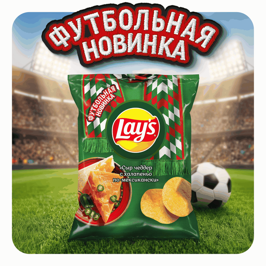 Чипсы картофельные LAY'S Сыр чеддер с халапеньо по-мексикански, 105г, предпросмотр