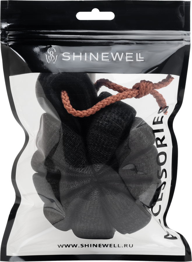 Мочалка SHINEWELL черная/бежевая, превью