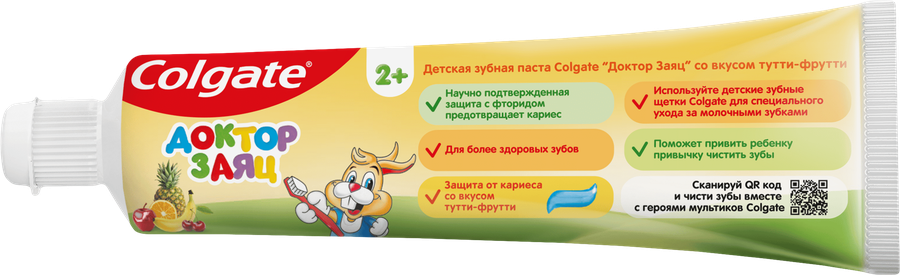 Зубная паста COLGATE Доктор Заяц со вкусом тутти-фрутти, 50мл, превью