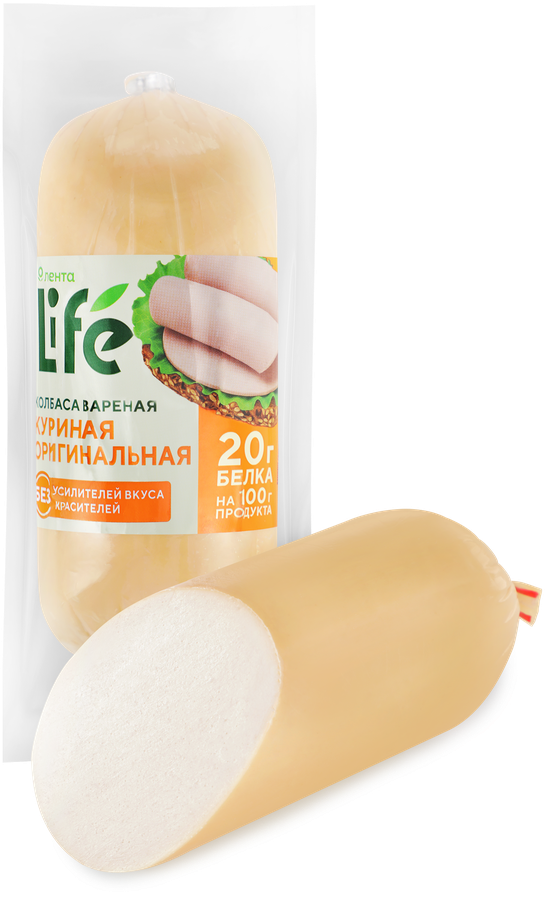 Колбаса вареная ЛЕНТА LIFE Оригинальная куриная, 300г, предпросмотр
