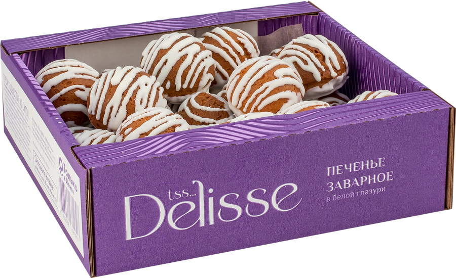 Печенье заварное DELISSE в белой глазури, 350г, превью