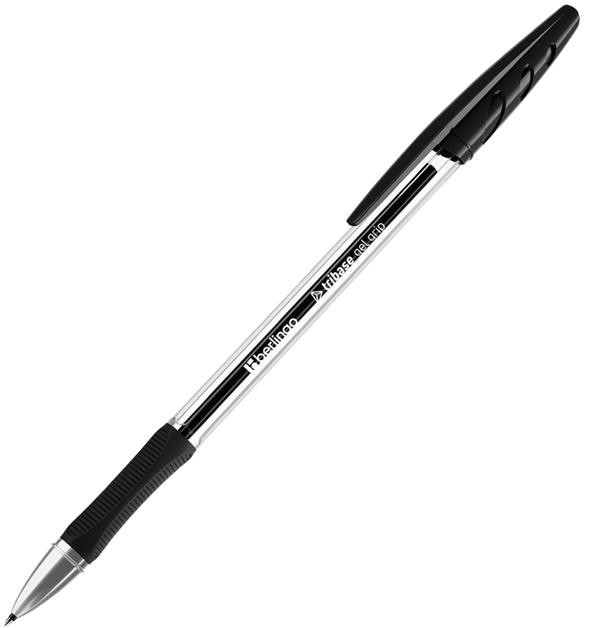 Ручка гелевая BERLINGO Tribase Gel grip черная, 0,5мм, 3шт, превью