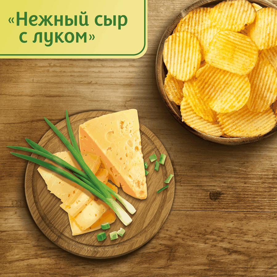 Чипсы картофельные LAY'S Нежный сыр с луком, рифленые, 105г, превью