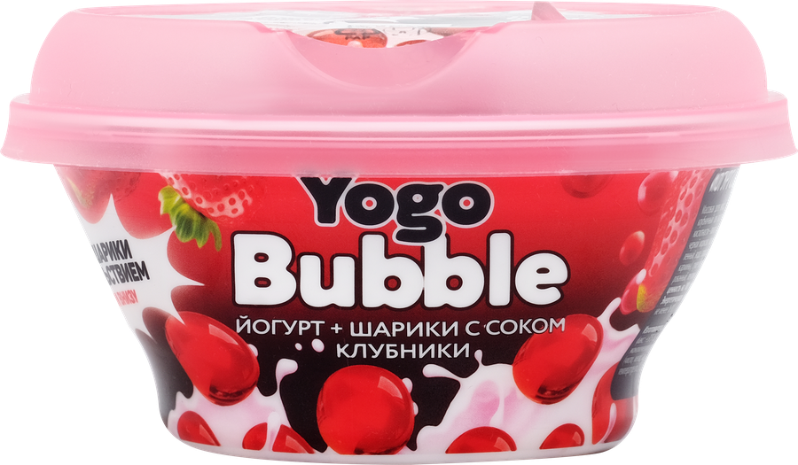 Йогурт МОЛОЧНЫЙ МИР Yogo Bubble с шариками и соком клубники 1,5%, без змж, 120г, превью