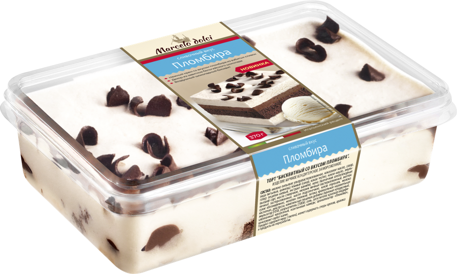 Торт бисквитный MARCELO DOLCE со вкусом пломбира, 370г, предпросмотр