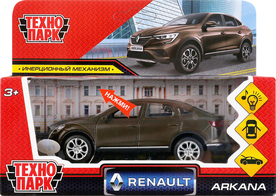 Машинка ТЕХНОПАРК Renault, металл, свет-звук, 12см, Арт. 303643, превью