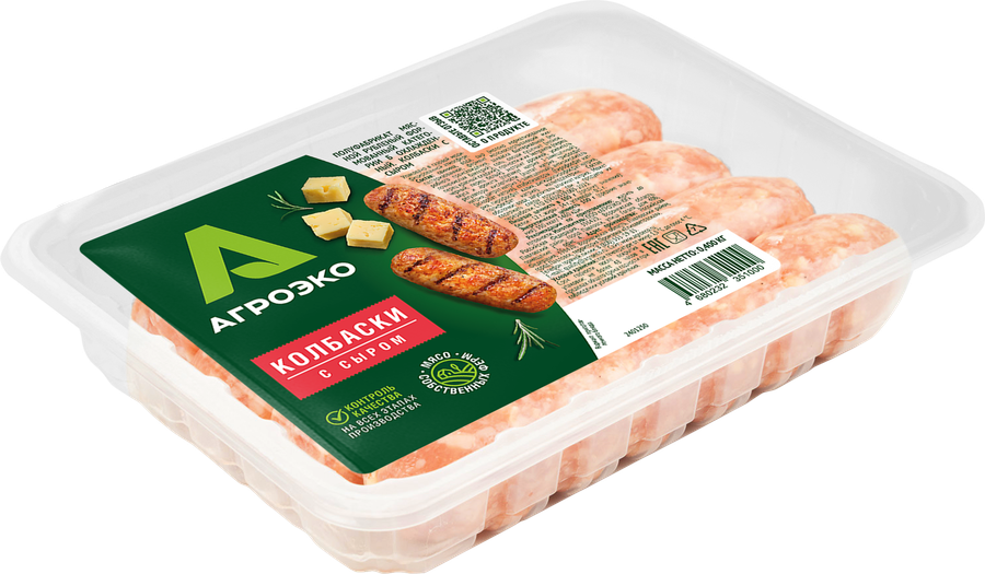 Колбаски АГРОЭКО с сыром, 400г, предпросмотр