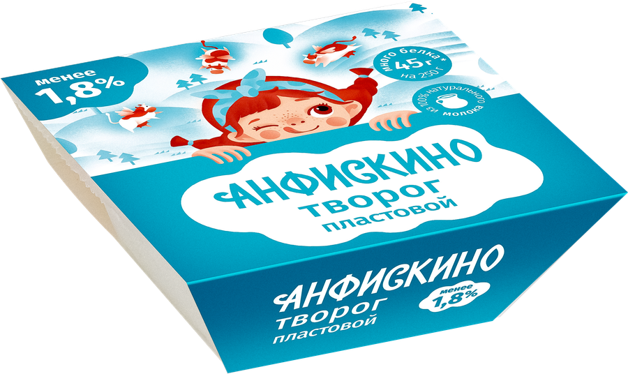 Творог пластовой АНФИСКИНО обезжиренный менее 1,8%, без змж, 250г, превью