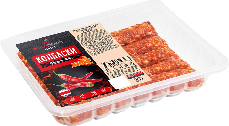 Колбаски МЯСОДЕЛОВ Тайский Чили, 270г, превью