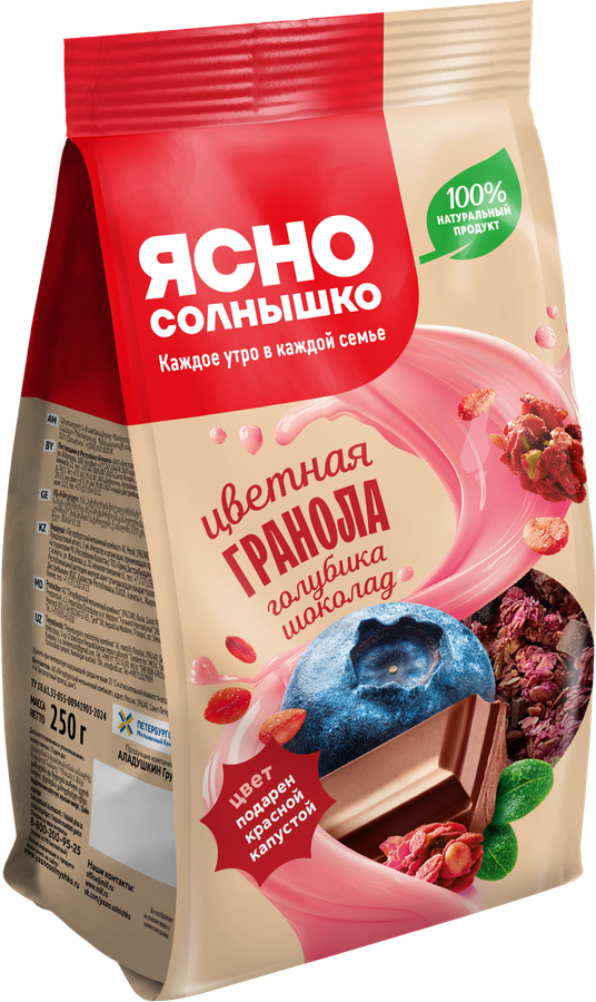 Гранола ЯСНО СОЛНЫШКО С голубикой и шоколадом, 250г, превью
