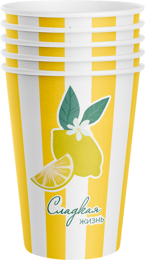 Стаканчики бумажные CITY HOME TRADE Пикник Фрукты 250мл, Арт. CUP250, 6шт, превью