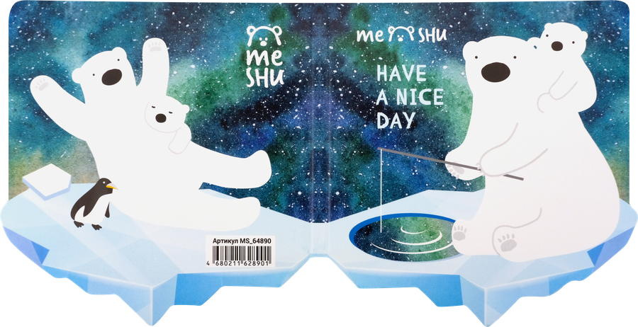 Набор MESHU Polar Bears, флажки-закладки и самоклеящиеся блоки, 20 листов, 5 цветов, превью