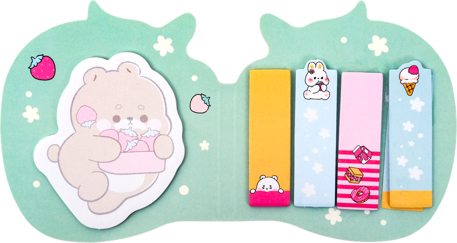 Набор MESHU Cute Sweet, флажки-закладки и самоклеящиеся блоки, 20 листов, 5 цветов, предпросмотр