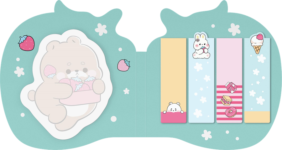 Набор MESHU Cute Sweet, флажки-закладки и самоклеящиеся блоки, 20 листов, 5 цветов, превью