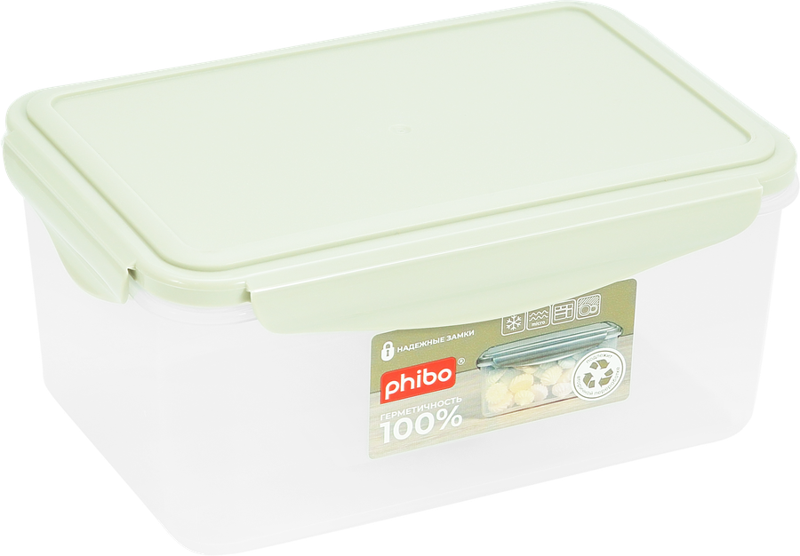 Контейнер для продуктов PHIBO Смарт Лок, герметичный, прямоугольный, 1.6л, превью
