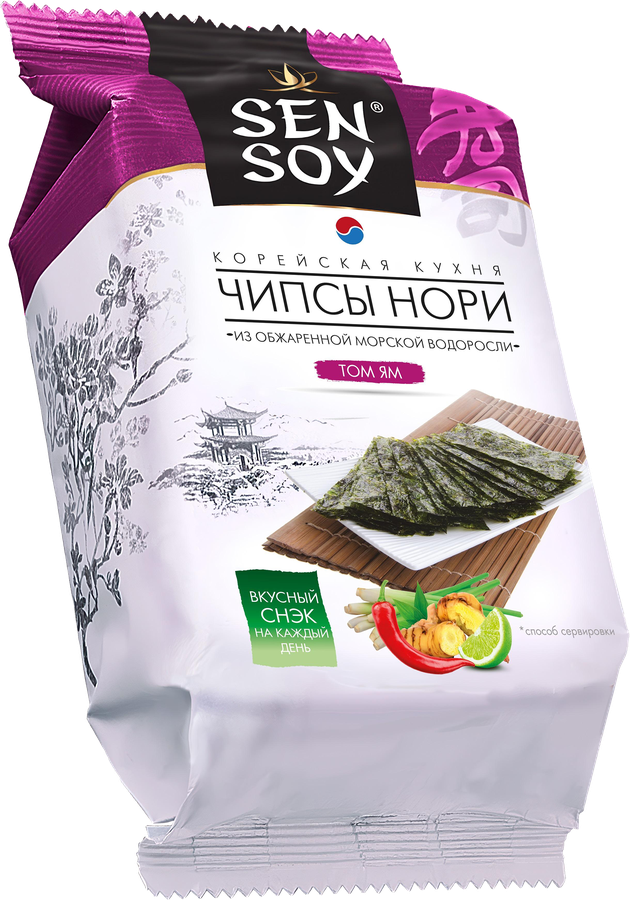 Чипсы нори SEN SOY Том Ям, 4,5г, превью