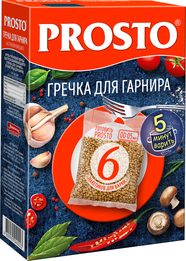 Крупа гречневая PROSTO ядрица быстроразвающаяся, в пакетиках, 6х62,5г, предпросмотр
