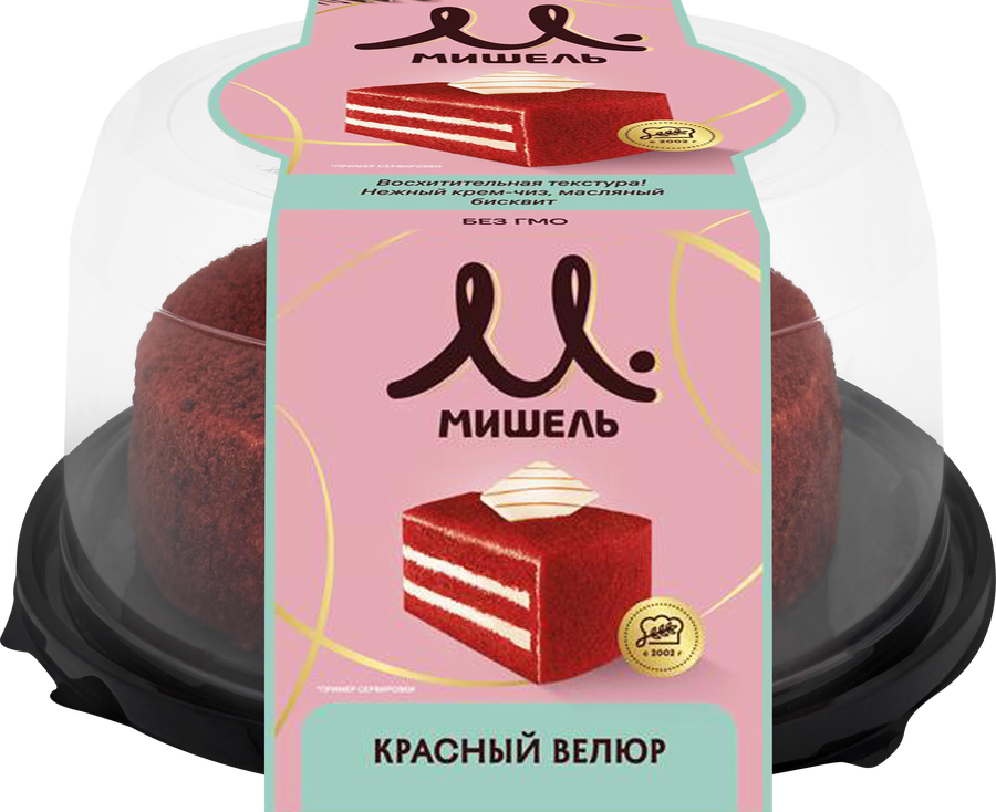 Торт МИШЕЛЬ Красный велюр, масляный бисквит, 600г, предпросмотр