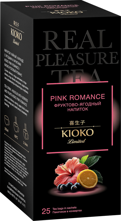 Напиток чайный КИОКО Limited Pink Romance, каркаде с ягодами и фруктами, 25пак, превью