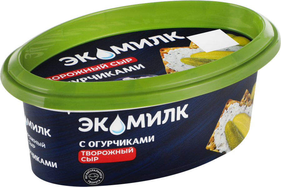 Сыр творожный ЭКОМИЛК с огурчиками не менее 60%, без змж, 120г, превью