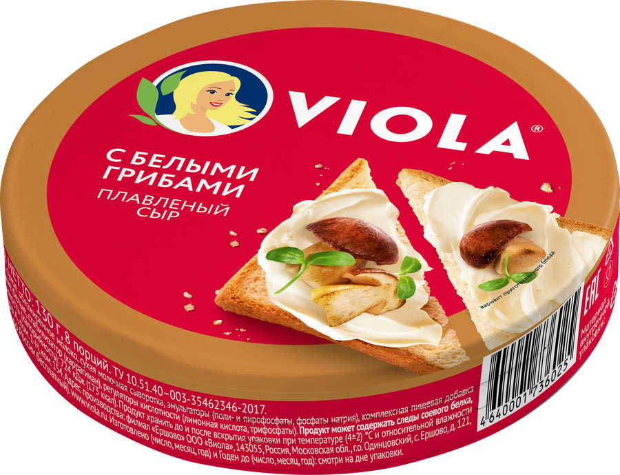 Сыр плавленый VIOLA с белыми грибами 35%, без змж, 130г, предпросмотр