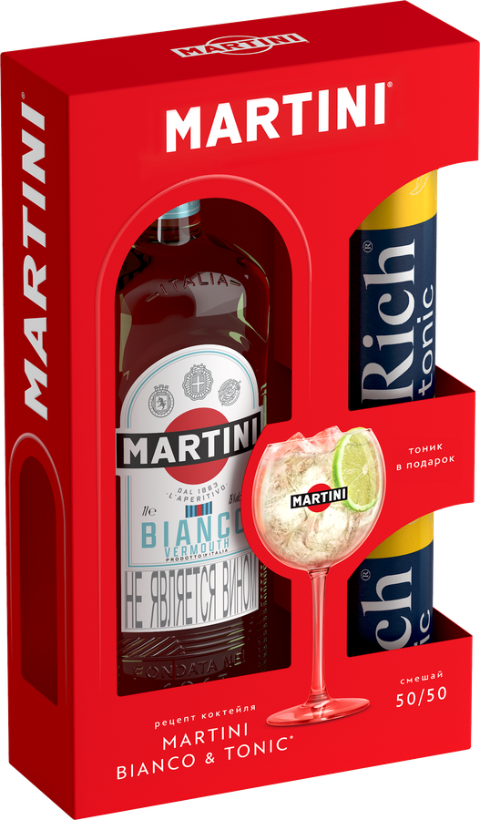 Промо-набор MARTINI Бьянко вин/сод. из виног. сырья+тоник с/газ 2*0.33L, предпросмотр