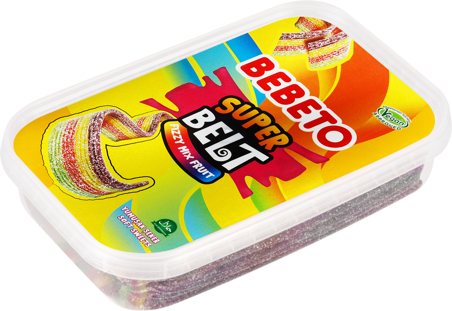Мармелад жевательный BEBETO Super belt fizzy mix fruit со вкусом тутти-фрутти, 400г, предпросмотр