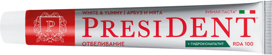Зубная паста PRESIDENT White&Yummy Отбеливающая, со вкусом арбузно-мятного сорбета, 75г, превью