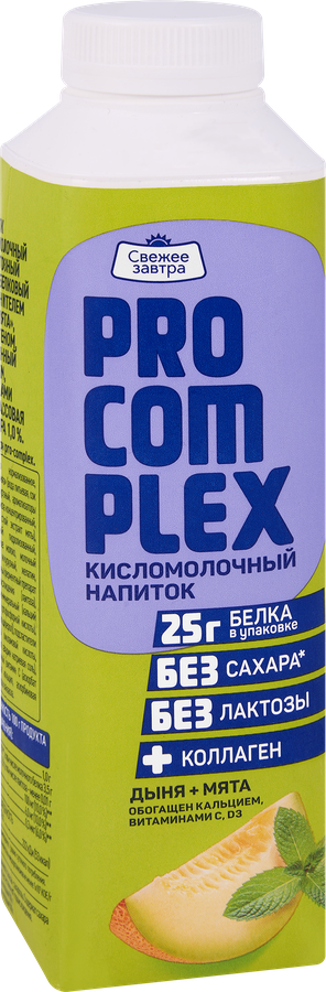 Напиток кисломолочный СВЕЖЕЕ ЗАВТРА Pro-Complex Дыня-мята, безлактозный 1%, без змж, 500г, превью