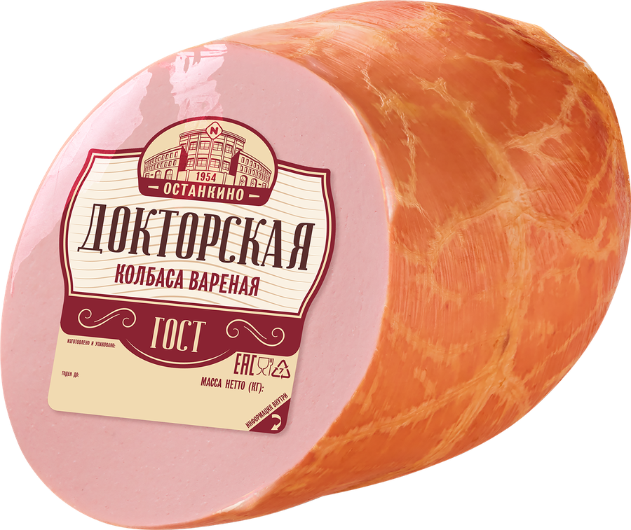 Колбаса вареная ОСТАНКИНО Докторская ГОСТ, весовая, предпросмотр